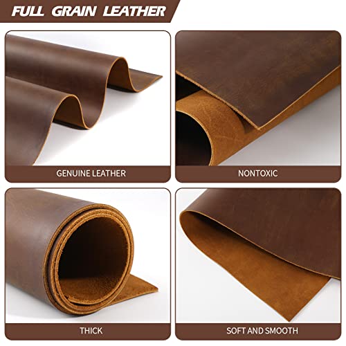 RingSun 12''X24'' Genuine Leather Sheets for Crafts Full Grain Leather Tooling Leather (2mm) Thick Cowhide Leather Pieces Square, Dark Brown Ringsun