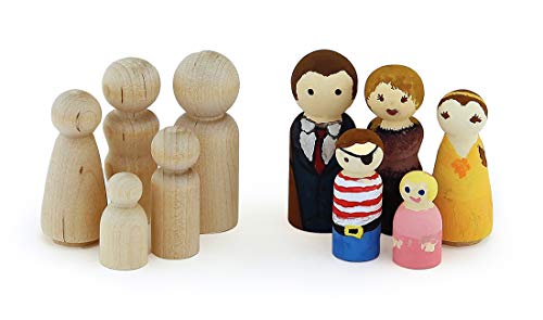 Hygloss Wood Peg Dolls – Craft Paintable Birchwood Doll People – Assorted Family, 40 Pieces Hygloss