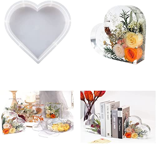 Resin Silicone Molds Large Heart Hexagon Resin Molds Deep Epoxy Resin Mold for Flowers Preservation Resin Art Resin Casting DIY (A-Heart) Flexyony
