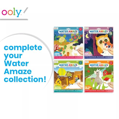 Ooly Water Amaze -Includes 12 Reveal Boards & Brush, Reusable Water Reveal Pads for Kids, Water Coloring Books for Toddlers, Paint with Water Books Ooly