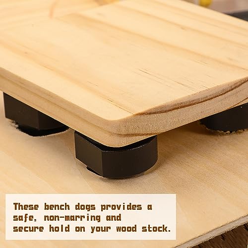 WILLBOND 10 Pcs Bench Dogs 19 mm Bench Dog Clamp Aluminum Alloy Bench Dog with Non Slip Pad MFT Table Stop Woodworking Accessories for 3/4 Inch WILLBOND