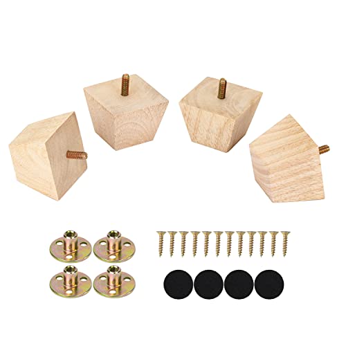 Maricome 2 Inch Unfinished Wood Furniture Legs Replacement Cabinet Couch Sofa Legs Feet Set of 4 Maricome