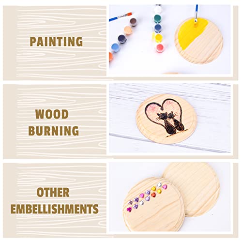 Pllieay 2Pcs 5 Inch Round Wooden Plaque Natural Pine Wood Base Unfinished Circle Plaque for Craft Projects and DIY Home Decoration Pllieay