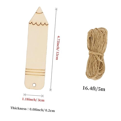 Tofficu 10pcs Wooden Blank Pencil Shaped Bookmark Tag Bookmarks Unpainted Wood Bookmark Hollow Bookmark for DIY Unpainted Unfinished DIY Bookmark DIY Tofficu