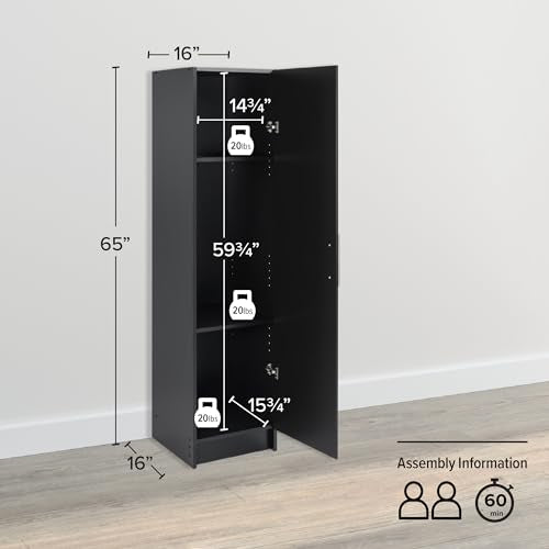 Prepac Elite Black 16" Storage Cabinet with Adjustable Shelves Prepac