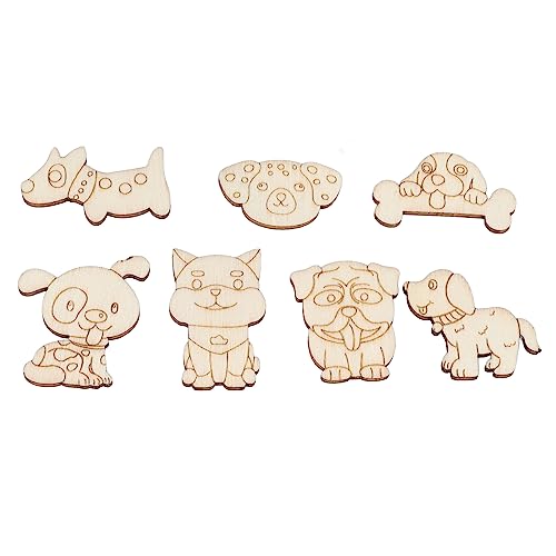 200 Pcs Unfinished Wooden Animal Cat Dog Shapes Wooden Cutouts Chips Colorable Animal Crafts Empty Wooden DIY Ornaments for Home Kindergarten Tissting