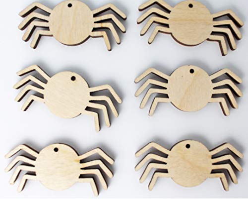 ALL SIZES BULK (12pc to 100pc) Unfinished Wood Wooden Laser Cutout Halloween Spider Dangle Earring Jewelry Blanks Shape Charms Crafts Made in Texas Texan Wood Crafts