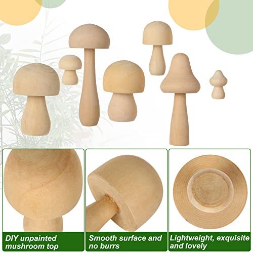 21PCS Wooden Mushroom to Crafts, 7 Different Sizes Natural Wood Mushrooms for Paint, Unfinished Unpainted Wooden Mushrooms Figures Decor for Arts & EATHEATY