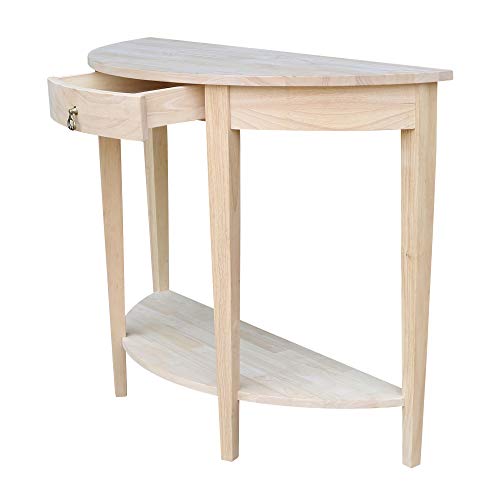 IC International Concepts Half Moon Console Table, 42 in W x 16 in D x 31 in H, Unfinished IC International Concepts
