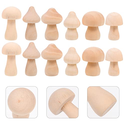 SEWACC 18 Pcs Wooden Mushrooms Unfinished Wood Mushroom Various Sizes Smooth Mushroom Decor Mini Mushrooms for Arts and Crafts Projects Decoration SEWACC