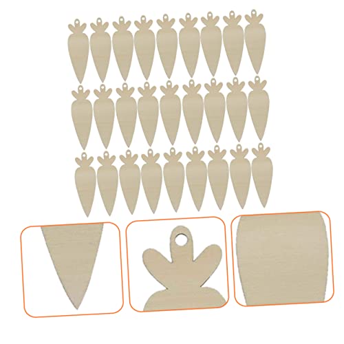 Gogogmee 30Pcs Carrot DIY Woodsy Decor Arts and Crafts for Kids Wooden Crafts Easter Carrot Hanging Ornaments DIY Carrot Slices Easter Wood Cutouts Gogogmee