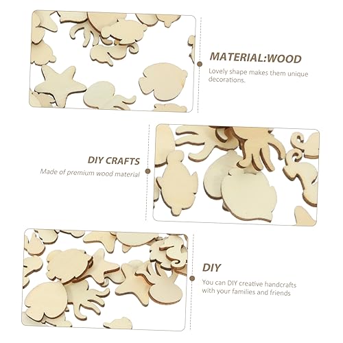COHEALI 200 Pcs Crafts for Kids Unpainted Wood Disc Nautical Wood Shapes Unfinished Wood Slices Seahorse Cutout Shapes Woodsy Decor Ocean Decor Craft COHEALI