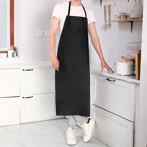 NEU SAFETY 2pc Bib Apron Set, Waterproof and Durable, Large Size 43.3x28.7 Inches, Black PVC Vinyl Coated, Ideal for Dog Grooming, Dishwashing, NEU SAFETY