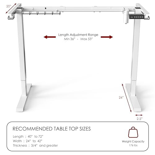 SHW Electric Stand Up Desk Frame Workstation | Ergonomic Standing Height Adjustable Computer Desk for Home and Office | White SHW
