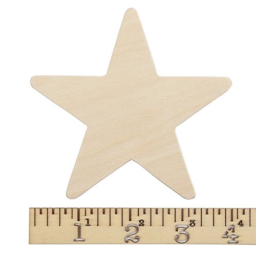 4" Wooden Star, Natural Unfinished Wooden Star Cutout Shape (4 Inch) - Bag of 25 Craftparts Direct