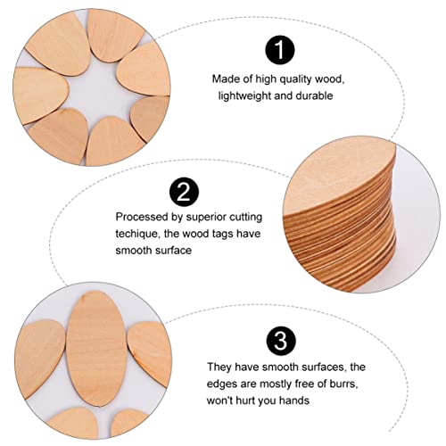 Wood Cutouts for Crafts 20pcs Wood Round Cutouts Unfinished Oval Wood Shapes Pieces Wood Discs Slices Oval Wood Embellishments for DIY Craft Wedding TEHAUX