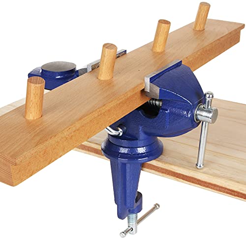 ABuff Universal Table Vise 2-1/2 Inch, Blue 360° Swivel Vise with Table Clamp&Jaw Covers, Heavy Duty Repair Tools Table Vise, Durable Vice for ABuff