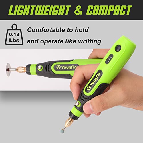 Yougfin Mini Cordless Rotary Tool, 3-Speed and USB Charging Rotary Tool Kit with 44 Accessories, Multi-Purpose 3.6V Power Rotary Tool for Sanding, Yougfin