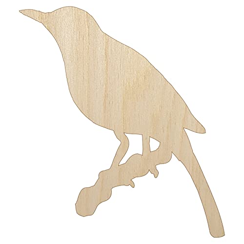Bird on Branch Solid Unfinished Wood Shape Piece Cutout for DIY Craft Projects - 1/4 Inch Thick - 6.25 Inch Size Sniggle Sloth