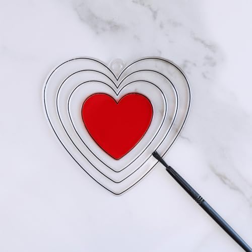 Winlyn 24 Sets Heart Suncatchers Ornaments Decorations DIY Window Paint Art Stickers Craft Kits Heart Sun Catchers for Kids Valentine's Day Classroom Winlyn