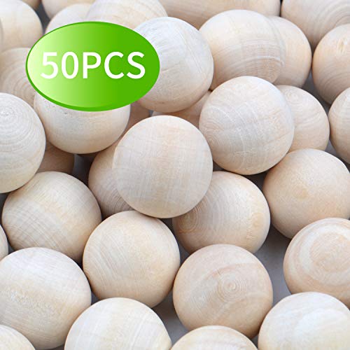 Natural Wooden Balls, 50 Pieces Unfinished Round Wood Mini Wood Craft Balls for DIY Jewelry Making Art Design(20mm) Jdesun