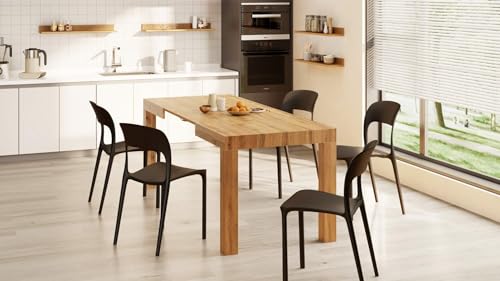 Mobili Fiver, First Extendable Table, 47,2(77,6) x31,5 in, Rustic Oak, for 6-8 People, Expandable Dining Table for Kitchen, Living Room, Italian Mobili Fiver
