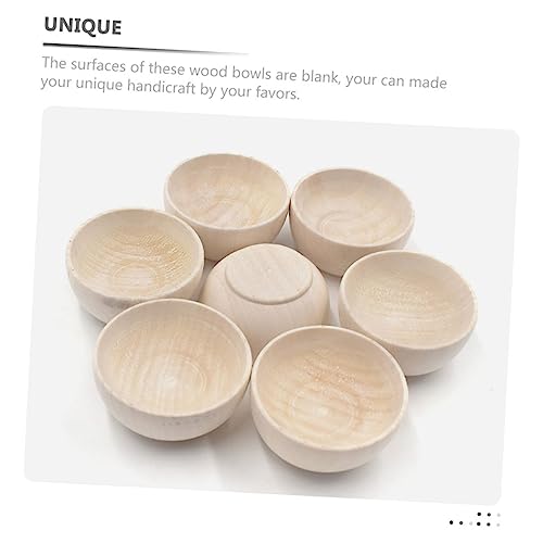 EXCEART 5 Pcs Wooden Bowl Woody Doll Accessories Mini Candle Wooden Peg Doll DIY Wood Bowls Mini Wood Bowls Wooden Unfinished Crafts Bowls Wood Bowls EXCEART