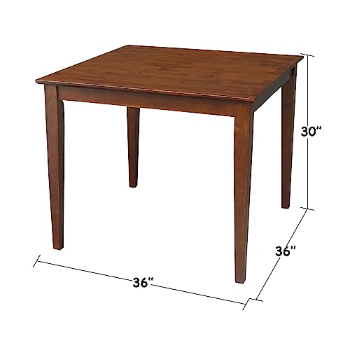 IC International Concepts International Concepts Shaker Leg Solid Wood Inch, Espresso Dining Table, 36 in x 36 IC International Concepts