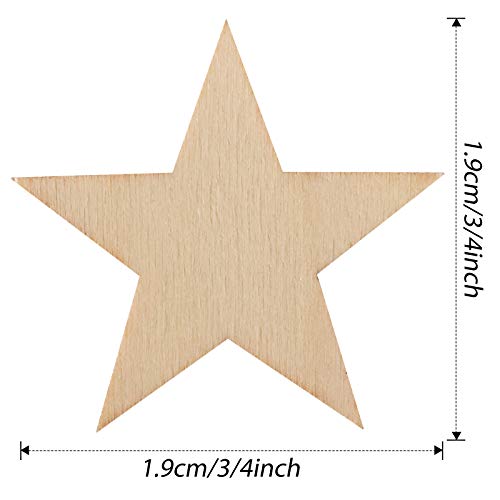 500 Pieces Wooden Star Shape Unfinished Wood Star Pieces, Blank Wood Pieces Wooden Star for Craft Flag Project and Decoration(3/4 Inch) Gejoy