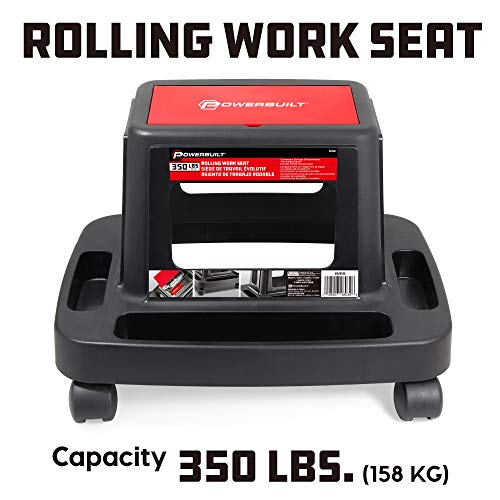 Powerbuilt 620526 Sturdy HD Injection Rolling Storage Tray Work Seat, Black Powerbuilt