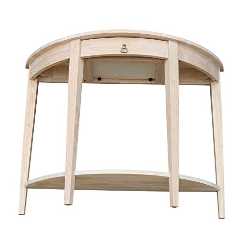 IC International Concepts Half Moon Console Table, 42 in W x 16 in D x 31 in H, Unfinished IC International Concepts