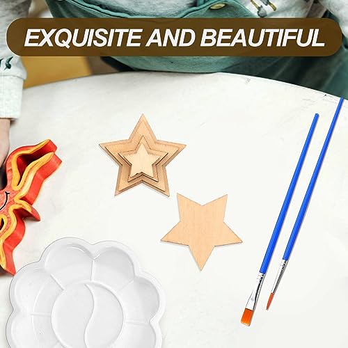 SUPVOX 100pcs Shape Wooden Blank Wooden Plaque Wooden Star Embellishments Nativity Ornaments Wooden Embellishments Unfinished Star Cutouts Mothers SUPVOX