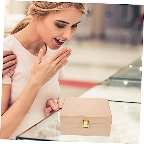 VOSAREA 1pc High-end Storage Wooden Box Wood Diy Craft Case Wooden Jewelry Wood Holder Jewelry Organizer Tray Unfinished Wooden Case Storage Cubes VOSAREA