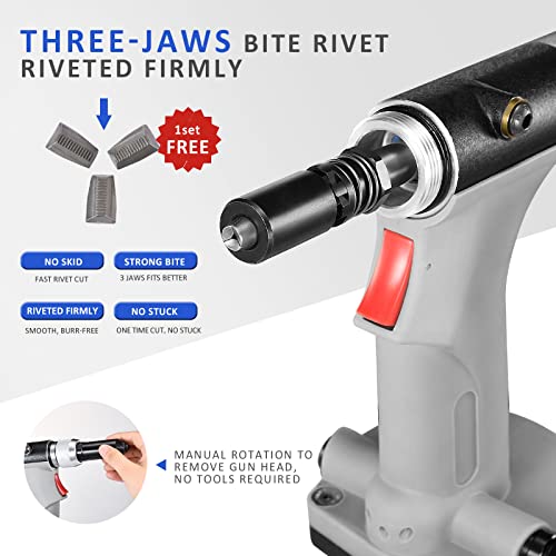 KIARUO Pneumatic Rivet Gun 3/16" 5/32" 1/8" 3/32",KR-S50 with 1 Set of Extra Jaws, Air Hydraulic Riveter Tool kit for Aluminium, Steel and Stainless KIARUO