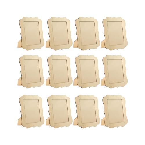 12-Pack Wooden Picture Frames for 6x8 Photos Quatrefoil Shaped Frames Unfinished Wood Photos Frames for DIY Crafts Cregugua