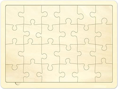 Blank Puzzle with 24 Pieces, Each Piece is Unique, Blank Wooden Jigsaw Puzzles with Puzzle Tray for Crafts & DIY, Make Your Own Puzzle 11.7x8.8