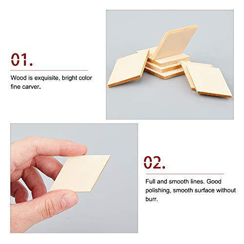 OLYCRAFT 150Pcs Wood Pieces Unfinished Wood Rhombus Pieces Hexagon Pieces Natural Wood Cutout Shape Wood Rhombus Blank Slices for DIY Crafts Holiday OLYCRAFT