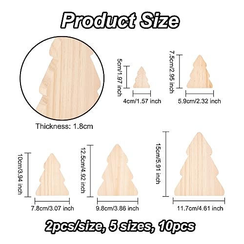OLYCRAFT 8Pcs 4 Sizes Unfinished Wooden Tree Blocks Wooden Tray Plates Christmas Tree Blank Wooden Cutouts Wooden Display Decoration Pieces for Home OLYCRAFT