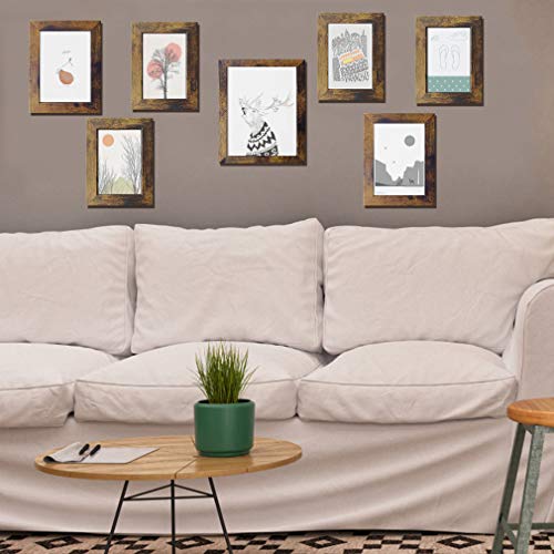 PETAFLOP Gallery Wall Frame Set 7 Pack Distressed Picture Frame Set, One 8x10, Two 5x7, Four 4x6 Picture Frames PETAFLOP