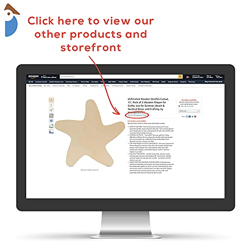 Unfinished Wooden Starfish Cutout, 12", Pack of 1 Wooden Shapes for Crafts, Use for Summer, Beach & Nautical Decor and Crafting, by Woodpeckers Woodpeckers