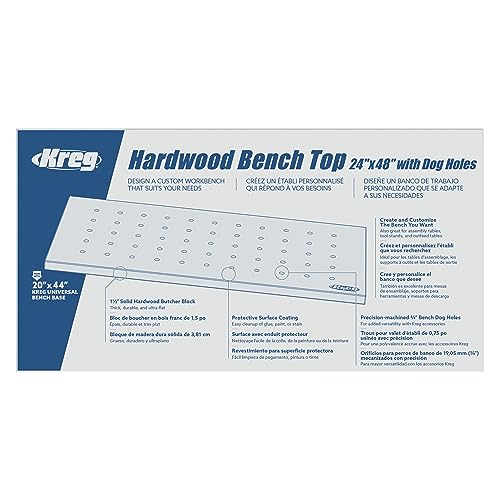 Kreg Hardwood Bench Top 24" x 48" with Dog Holes KREG
