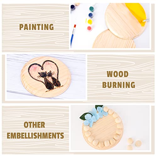 Pllieay 2Pcs 7 Inch Round Wooden Plaque Unfinished Circle Plaque, Wood Display Base for Craft Projects Pllieay