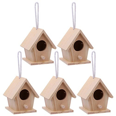 ARTIBETTER 5pcs Finch Breeding for of Home Decor Party to Imitation Paintable Handmade Tiny Easter Country Wooden Mini Throstle Outdoors Nest Pendant