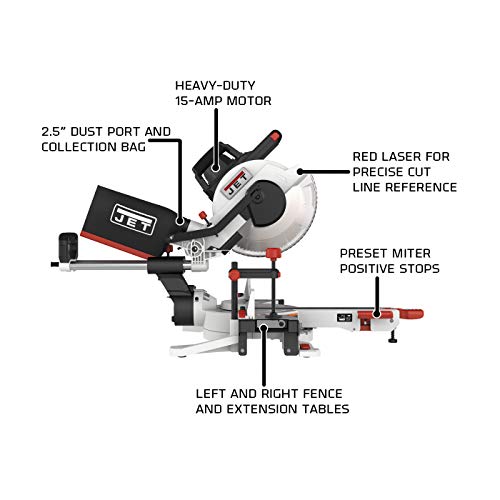 JET 10-Inch Sliding Dual-Bevel Compound Miter Saw, 1Ph 115V (JMS-10X) Jet
