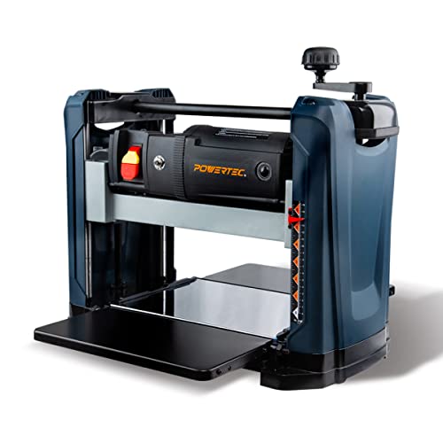POWERTEC PL1252V 15 Amp 2-Blade Benchtop Thickness Planer For Woodworking | 12-1/2 in. Portable POWERTEC