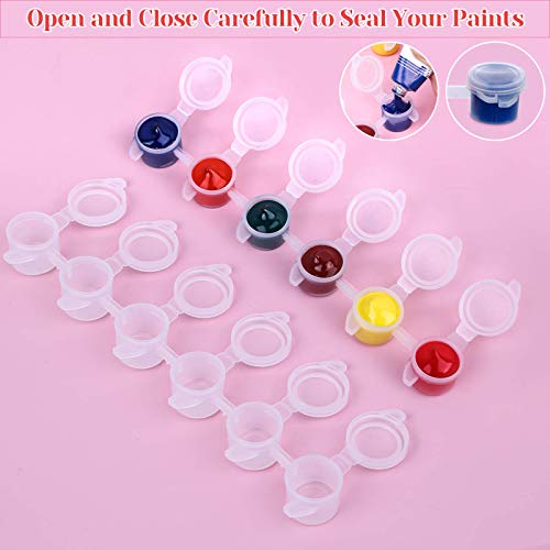 Caffox 240 Pieces Empty Paint Pot, 40 Strips Acrylic Mini Paint Container Strip Storage with Lid for Classrooms School Art and Crafts Paint 3ml/ Caffox