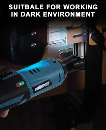 SHIELDPRO Cordless Electric Ratchet Wrench Kit,40Ft-lb 3/8" Power Ratchet Wrench 1-Hour Fast Charge,2 Packs 2000MA Lithium-Lon Battery,1/4 SHIELDPRO