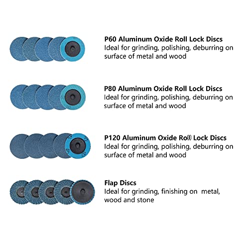 Pneumatic Mini Orbital Sander Grinder Polisher Kit, 2 inch Air Right Angle Surface Prep Tool with 41pcs Roll Lock Discs UPWOOD