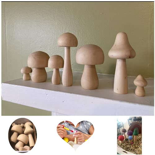 Unfinished Wooden Mushroom Toy Set, Various Sizes Mushrooms Unpainted Wood Mushroom for Children's Arts and DIY Crafts,Art & Craft Projects Unigirl