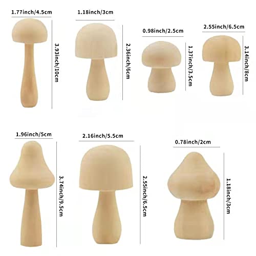 Unfinished Wooden Mushroom Toy Set, Various Sizes Mushrooms Unpainted Wood Mushroom for Children's Arts and DIY Crafts,Art & Craft Projects Unigirl